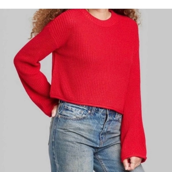 Wild fable red cropped long sleeve sweater nwt - Picture 4 of 6